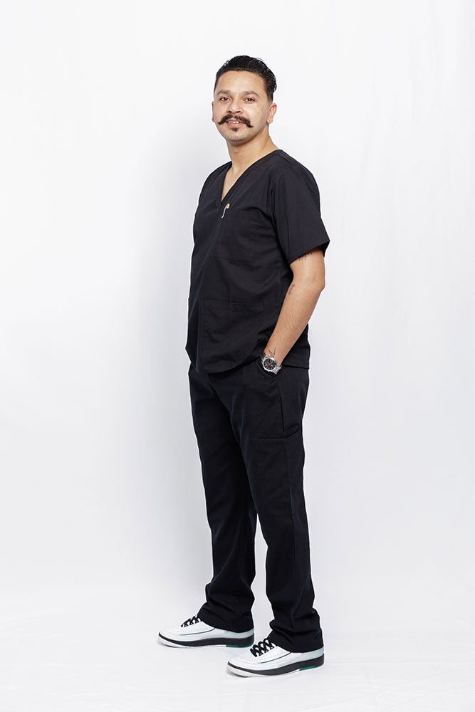 Midnight Black Nursing Scrub Set Mens