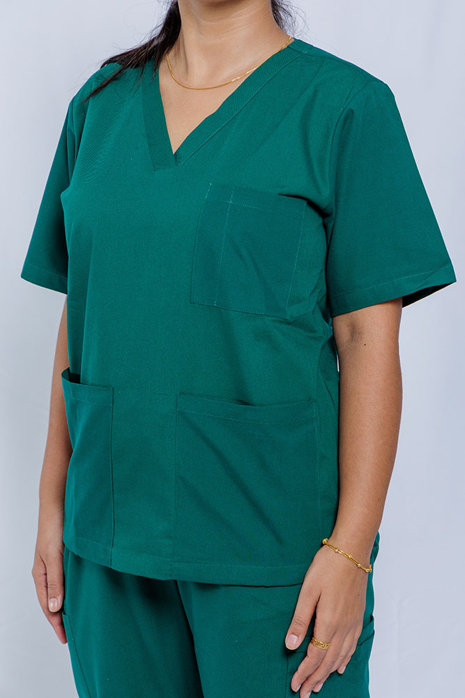Forest Green Scrub Top Side Women's