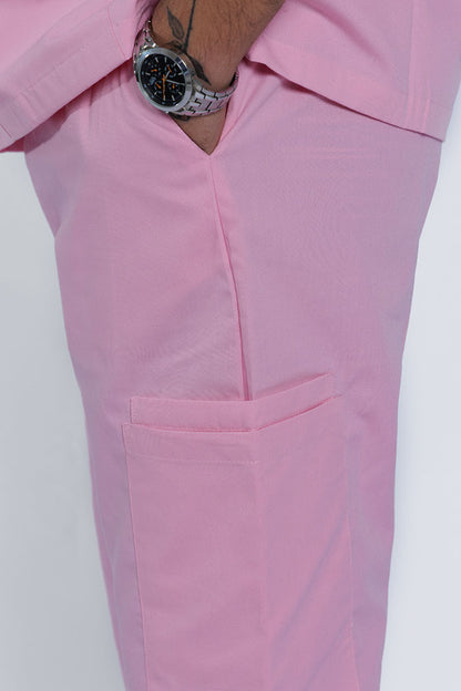 Blush Pink Scrub Pant Side Pockets