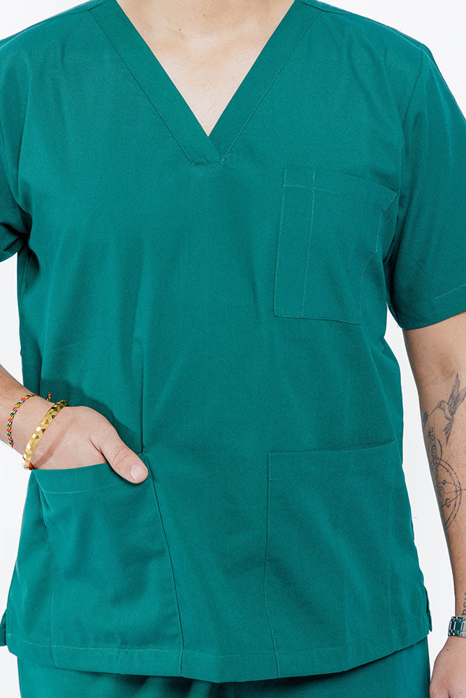 Forest Green Scrub Top with Pockets